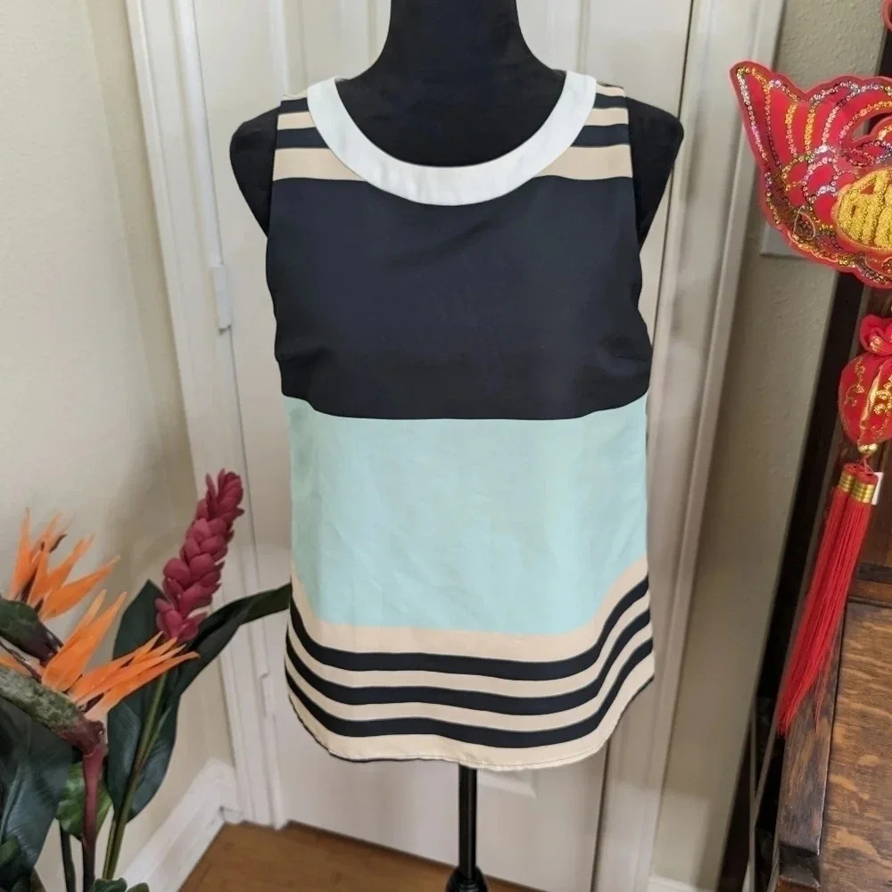 💘 Anthropologie Troubadour Split Stripe Tank Shirt - Picture 2 of 5